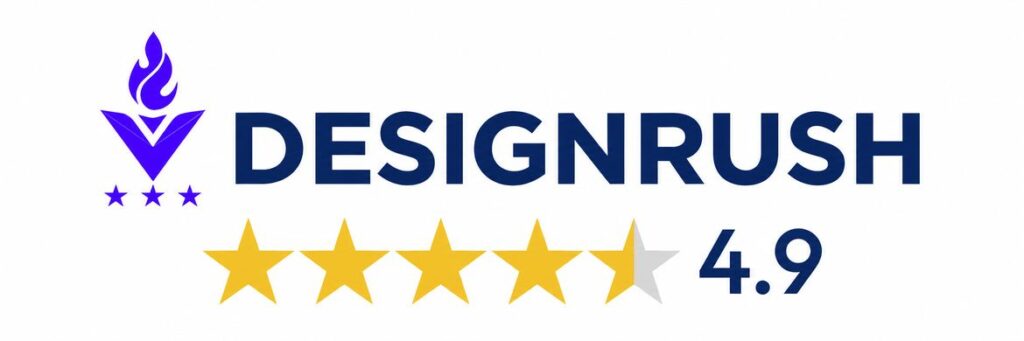 DesignRush logo with 4.9-star rating - ExpandX Marketing & Web